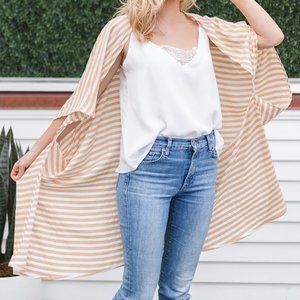 Yellow Stripe Open Cardigan